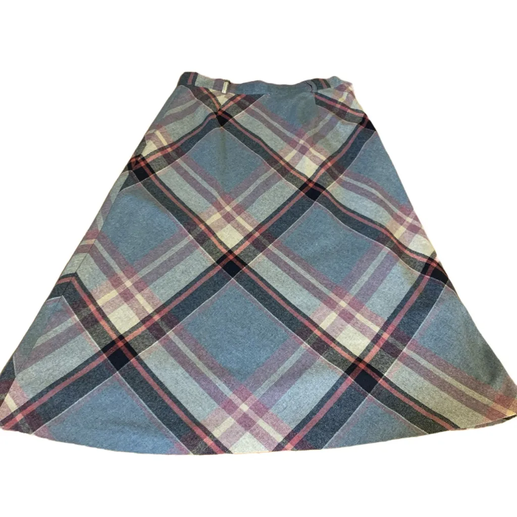 VINTAGE HOMEMADE CIRCA 1980'S BLUE & PINK PLAID MIDI SKIRT (M/L) Multiple Size M - Image 8