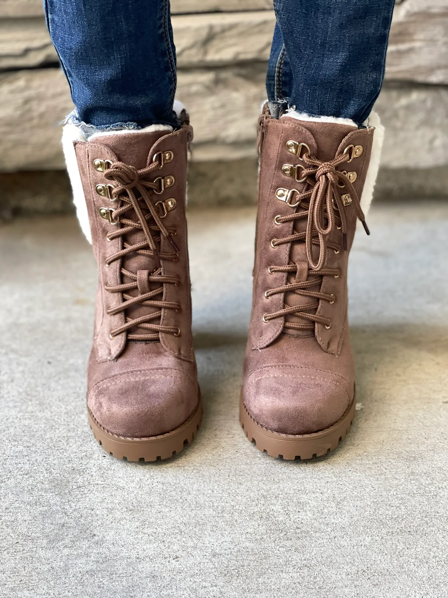 Tan Sherpa Lug Sole Ankle Bootie  - Image 3