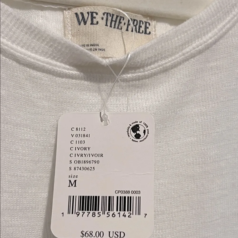 Free People We the Free NWT We The Free Soul Song Tee Medium Ivory White - Image 3