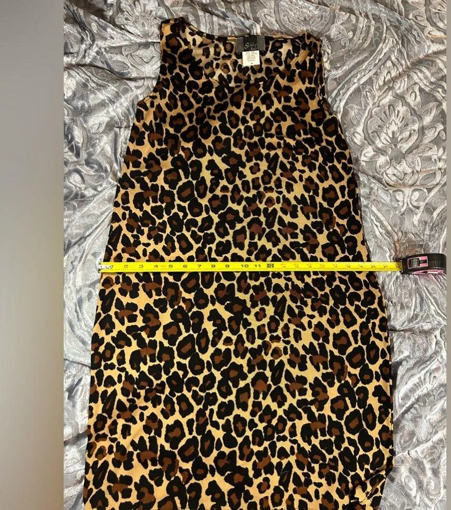 Vintage Slinky Brand Leopard Print Dress Medium - Image 10