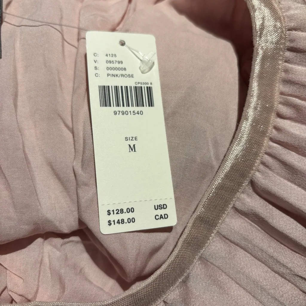 Anthropologie Womens Silky Plissé Pleated Shorts M Pink - Image 5