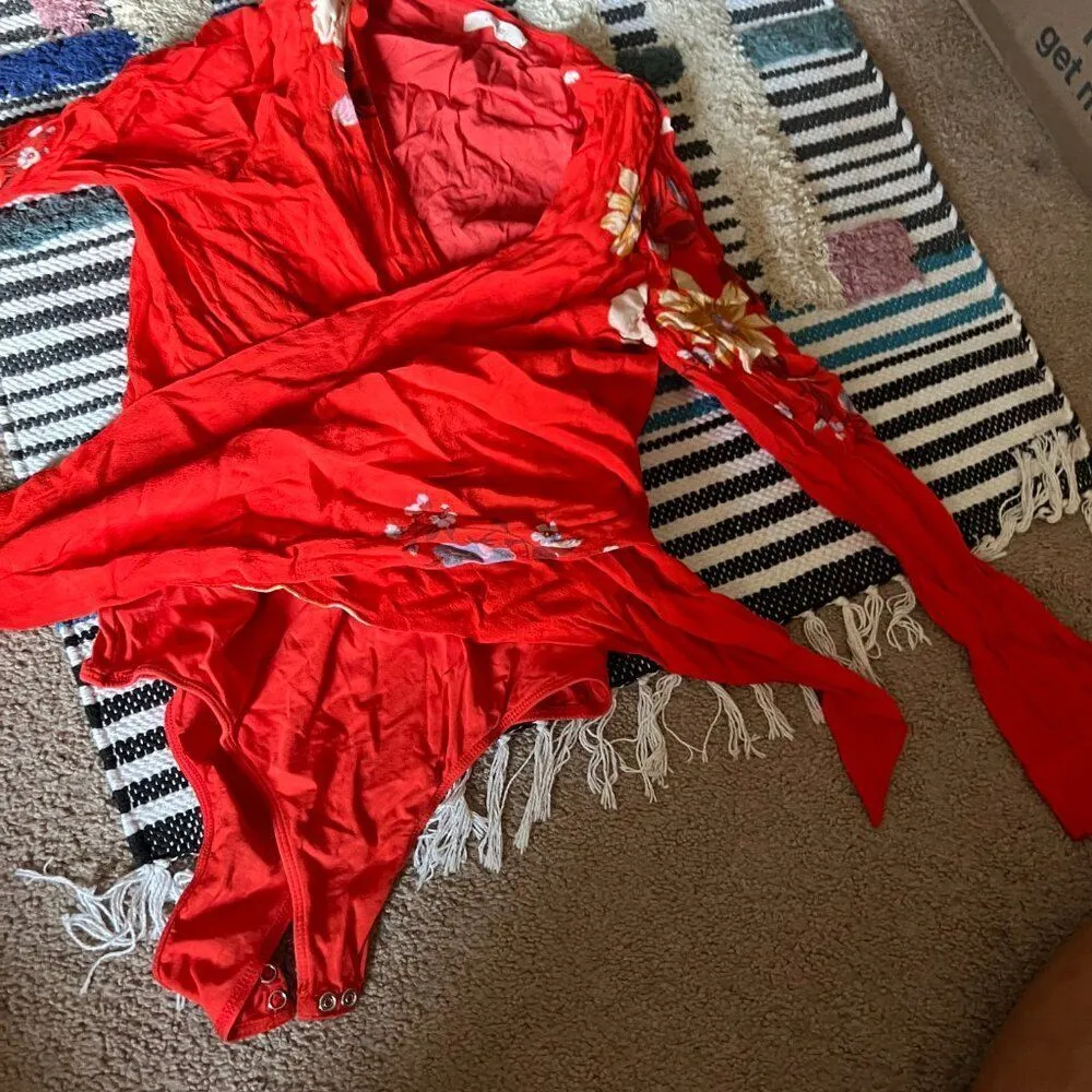 Revolve x Capulet Bodysuit Red Blouse Small - Image 9