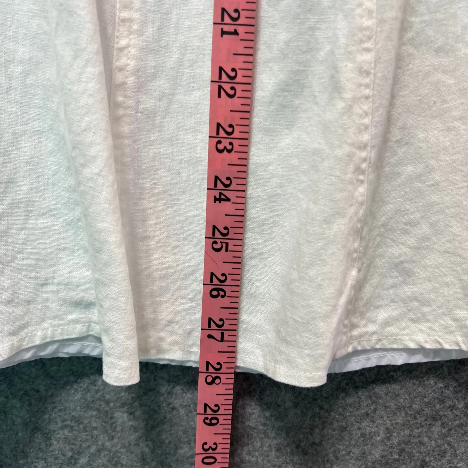 Dress‎ Barn White A-Line Midi Skirt Linen Blend Lined Size 10 Side Zip - Image 5