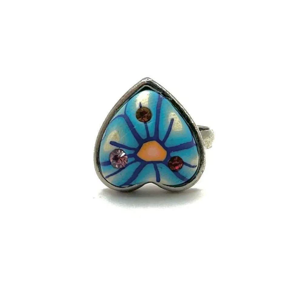 Blue heart rhinestone adjustable ring - Image 7