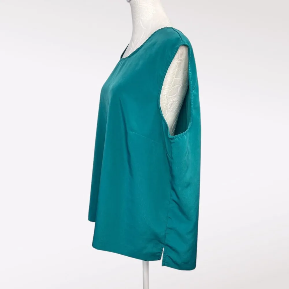 Vintage Blair Jade Green Sleeveless Scoop Neck Blouse XL  - Image 4