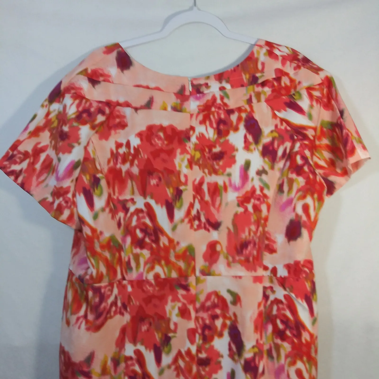 Roaman's Colorful Floral Cap Sleeve Sheath Dress Spring Wedding Guest Size 20 W Pink - Image 7