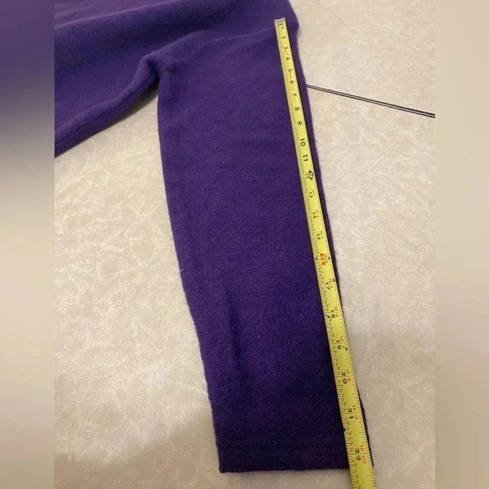 Karen Scott Pure Wool Purple sweater cardigan‎ shoulder pads buttons Size L - Image 8