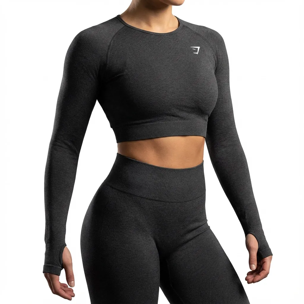 Gymshark Vital Crop Top - Dark Gray, Size S - Image 3