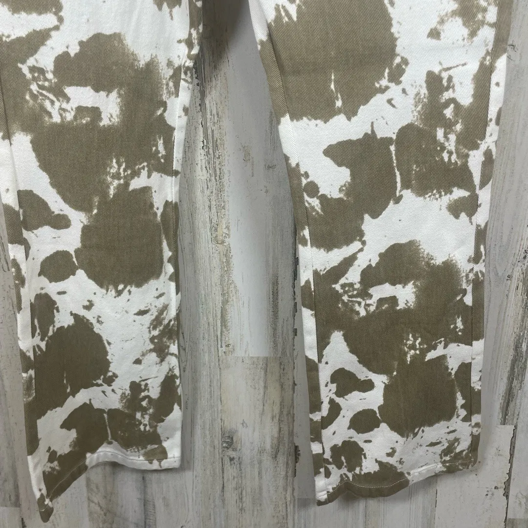 Et Clet High Rise Cow Print Wide Leg Jeans S Brown White Western Cowgirl Rodeo - Image 4