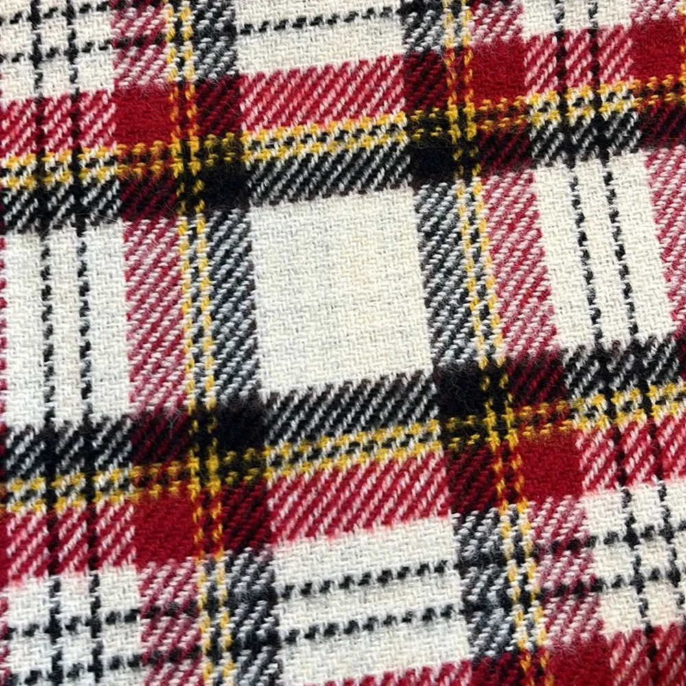 Vintage Plaid Scarf Blanket Shawl Reversible Brown - Image 2