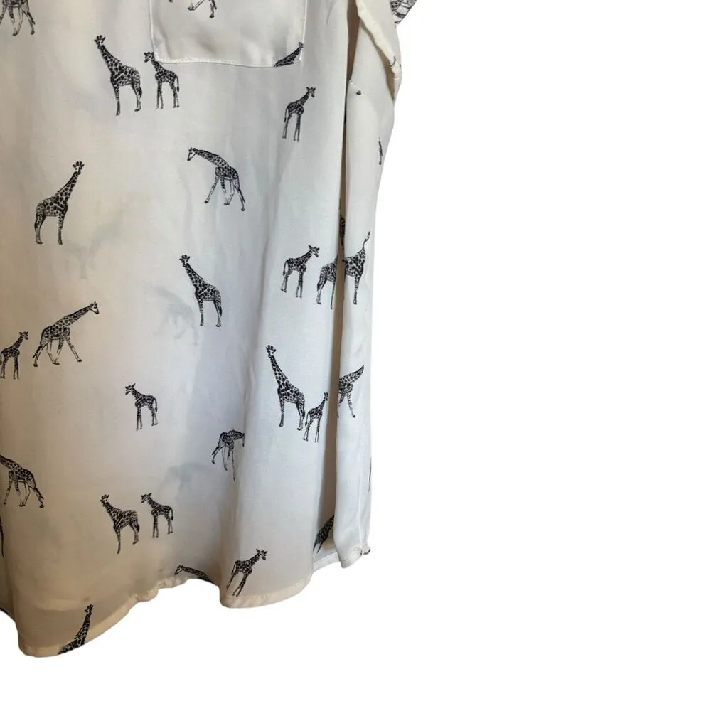 Torrid Giraffe Novelty Print Crepe Button Back Top Womens 2X Multicolor Blouse - Image 5