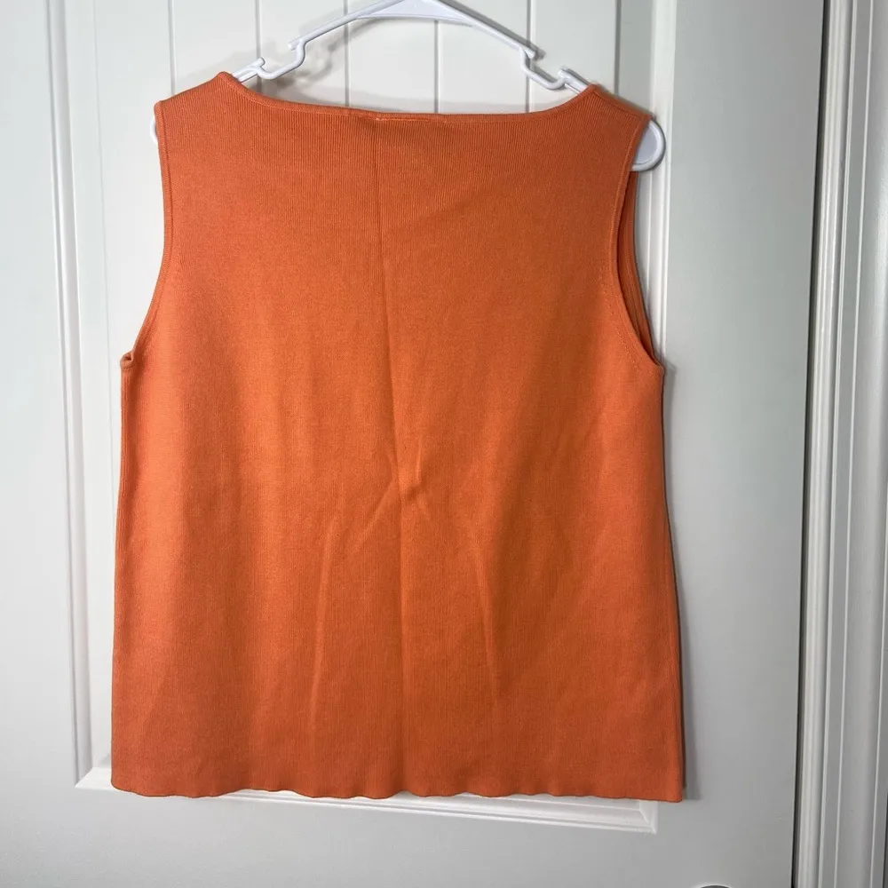 EUC Liz Claiborne sport women’s orange soft knit sleeveless v-neck stretch top L - Image 4