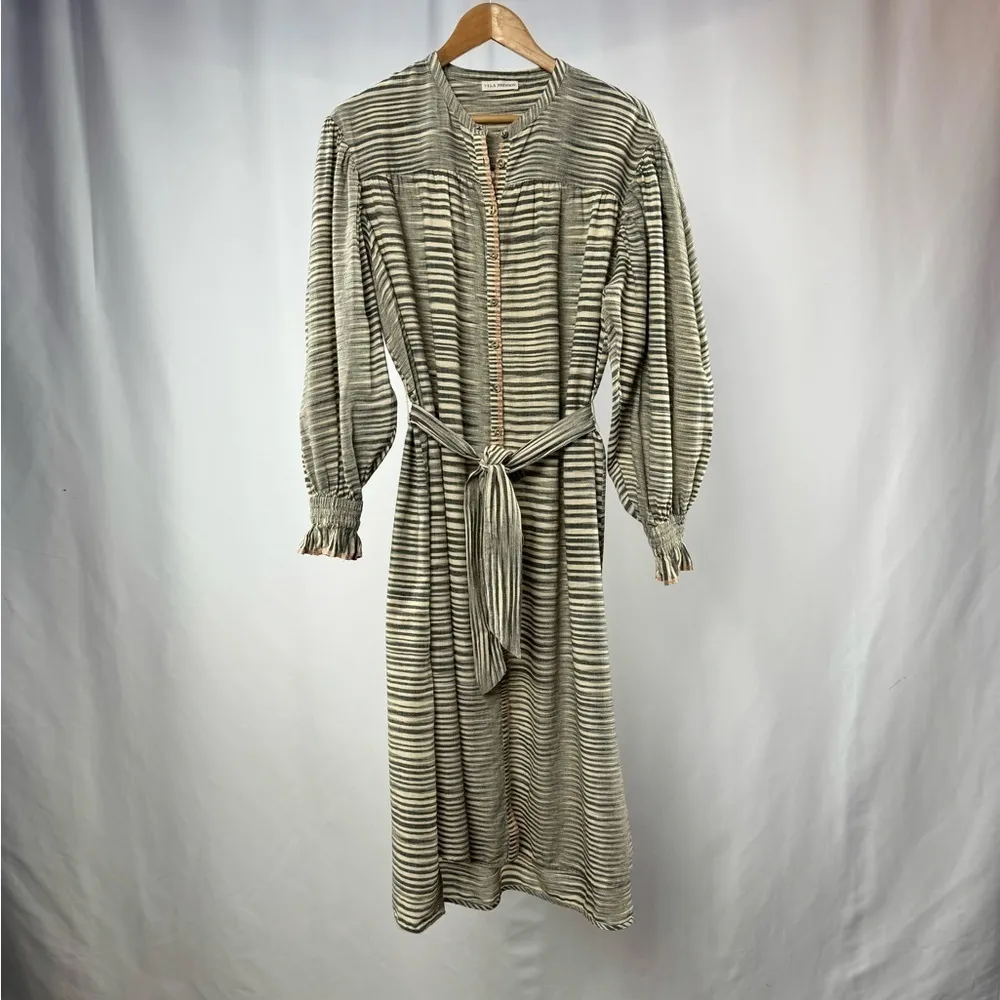 Ulla Johnson Fiora Cotton Long Sleeve Stripe Dress in Neutral Size‎ 12 - Image 6