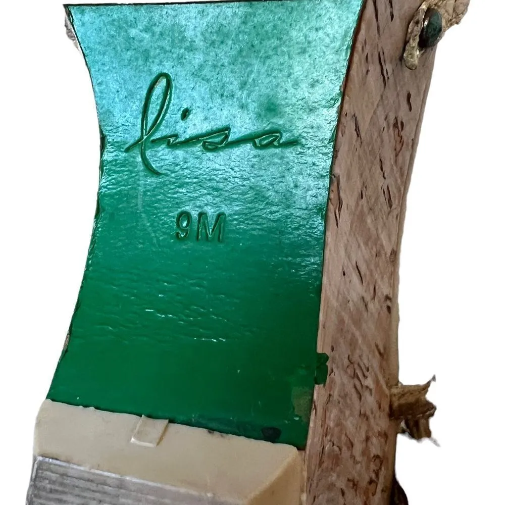 Lisa For Donald J Pliner Snake Studded Flower Wedge Sandals Heels Tan Size 9 - Image 11