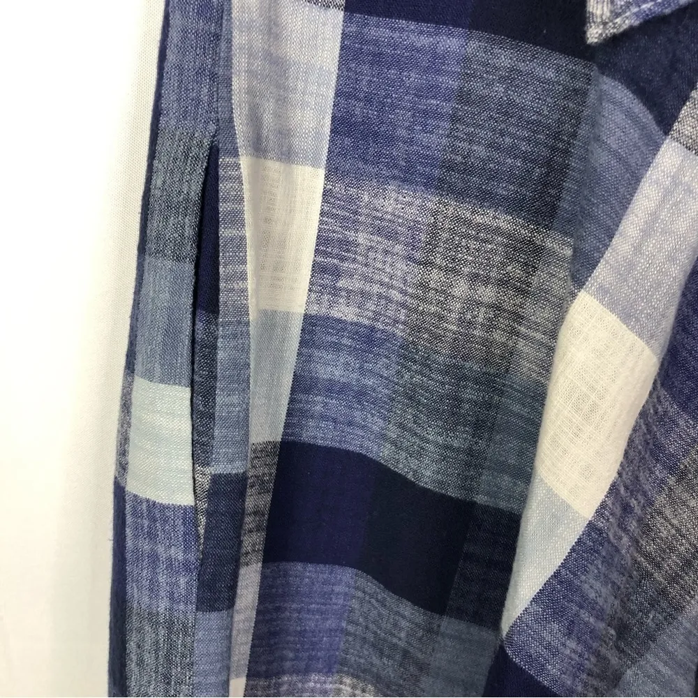 Eliza J Petite Blue Square Checkered Plaid Fit & Flare Midi Dress 0P - Image 6