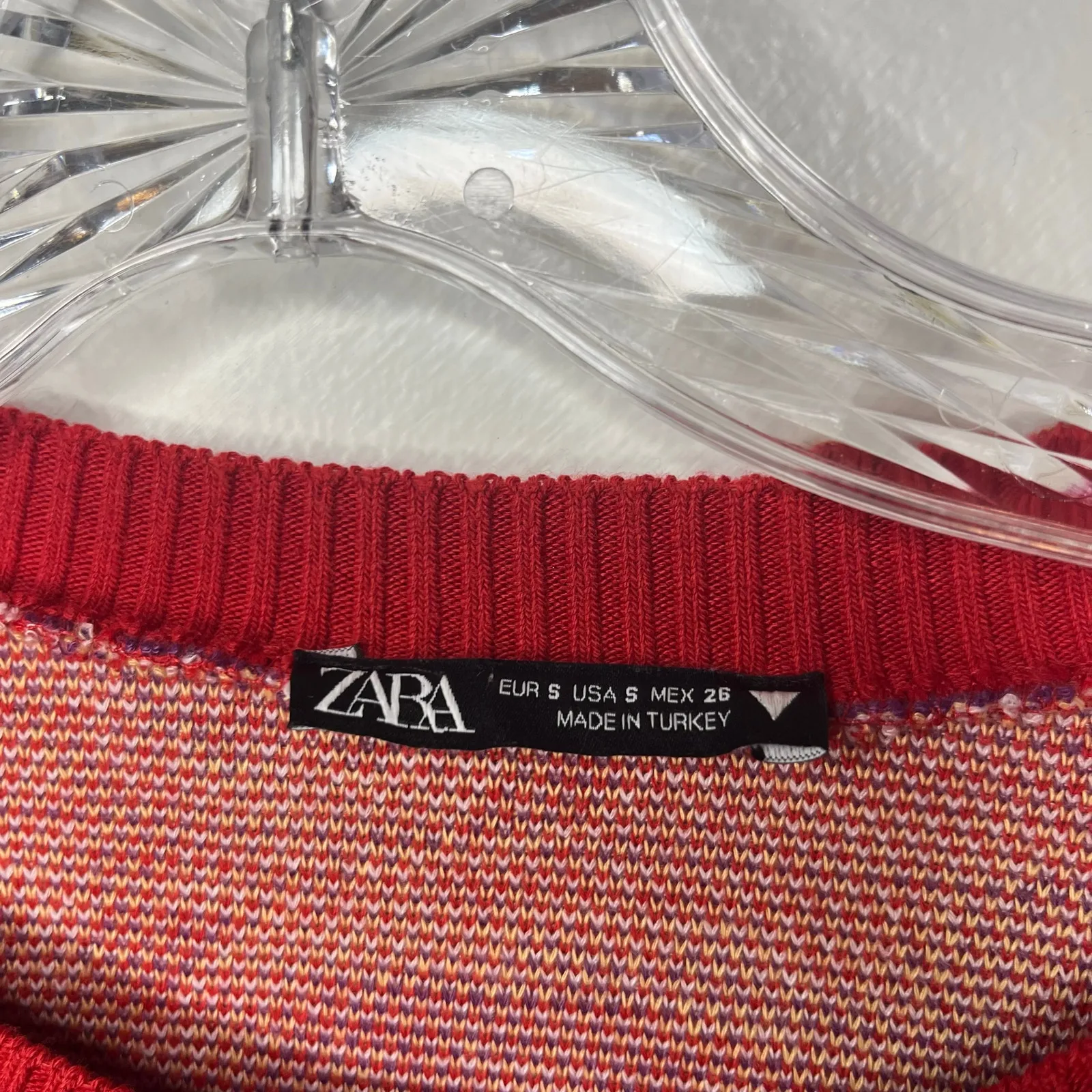 Zara Multicolor Abstract Jacquard Swirl Knit Cropped Sweater Pullover Size Small - Image 4