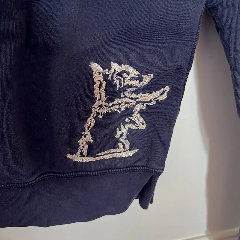 Juicy Couture | Jacket Zip Hoodie P/XS Navy Blue Silver Sequined Fleece - Image 5