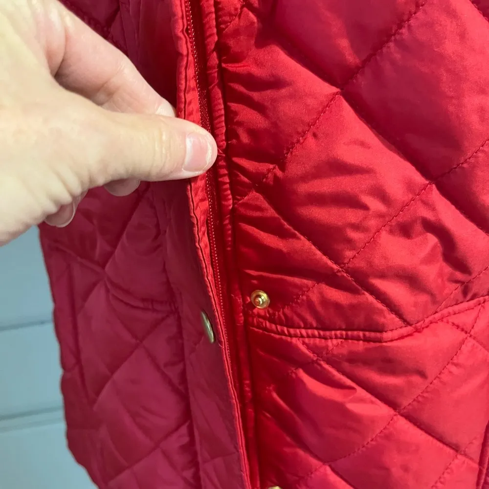 Red Jacket Vest Quilted Kim Rogers Snaps Zips Womens Small - Image 5