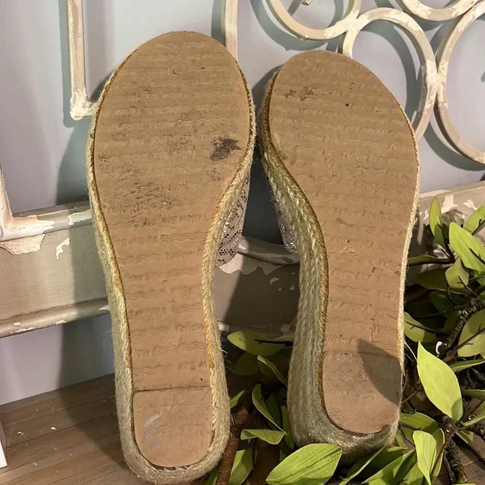 Yellow Box Espadrilles Silver Shimmery Buckle Slides Sandals Womens 8 - Image 7