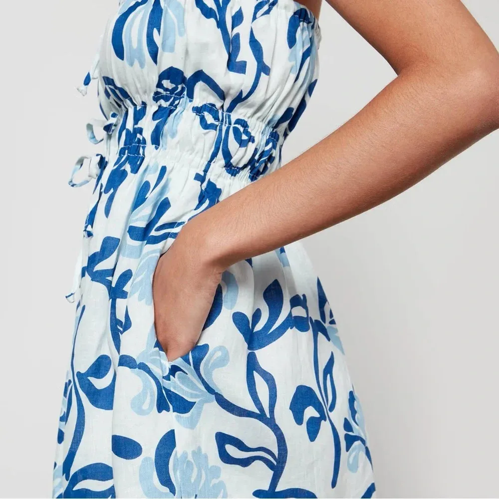 Faithfull The Brand Palmira Mini Dress In Ensola Floral Print/Blue - Image 5