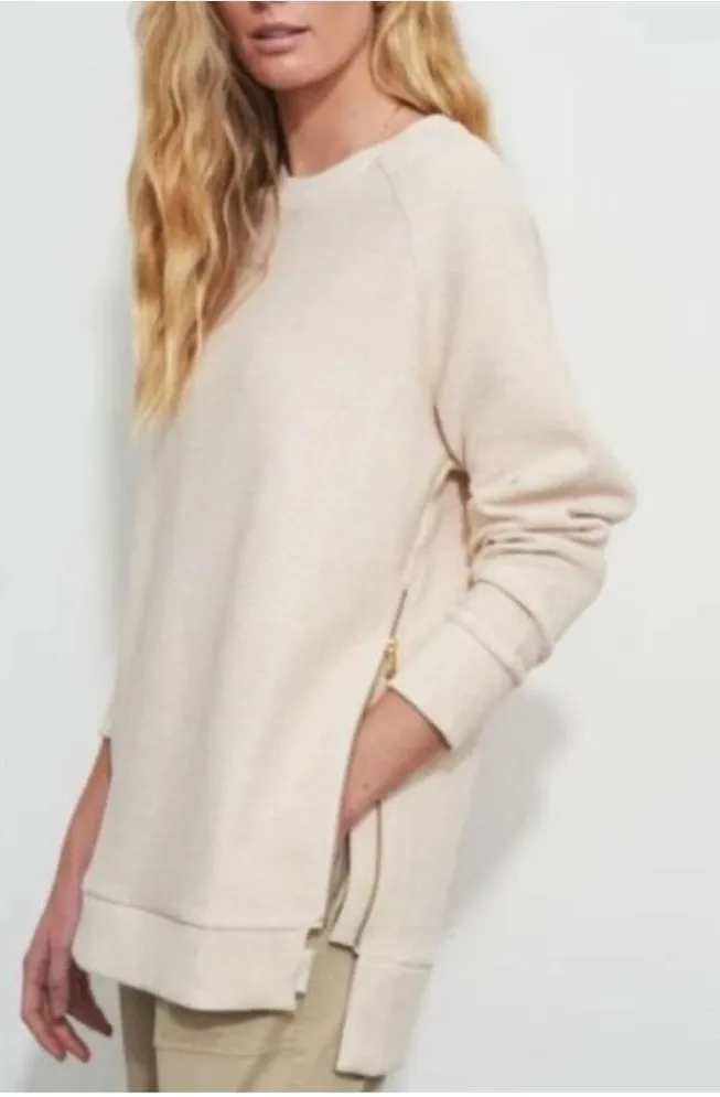 Varley Manning Ivory Ribbed Side Zip Sweatshirt Women’s XS - Image 1