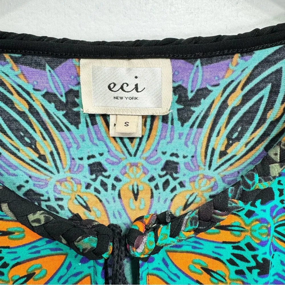 New York Black Green Orange Purple Paisley Mini Dress Women’s Size Small - Image 12