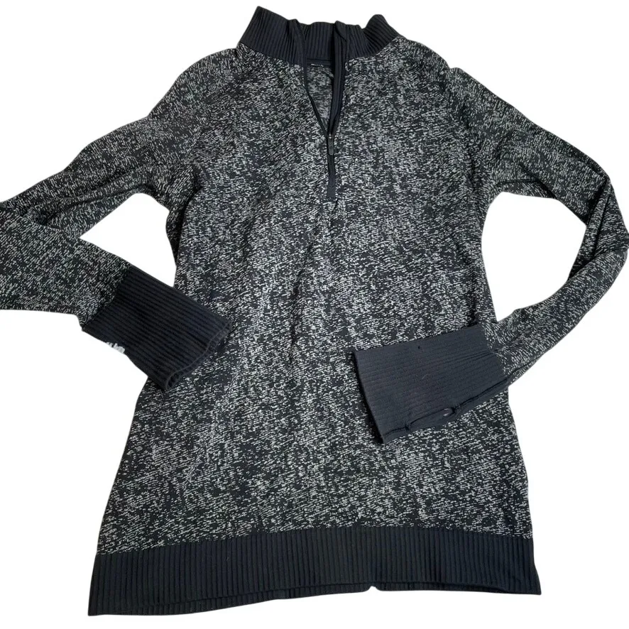 LULULEMON Rest Less 1/2 Zip Black‎ Grey Heather Pullover Jacket Running Small - Image 2
