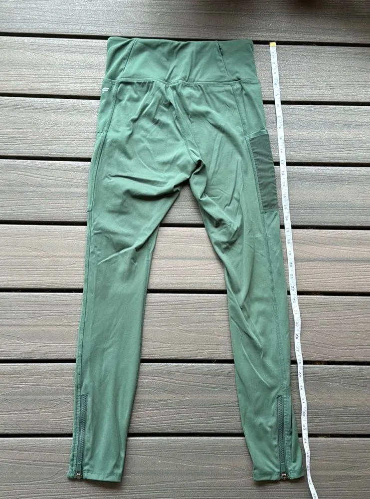 Fabletics  Womens Green Motion 365 Leggings Zip Ankles Hip Pocket Size Medium - Image 7
