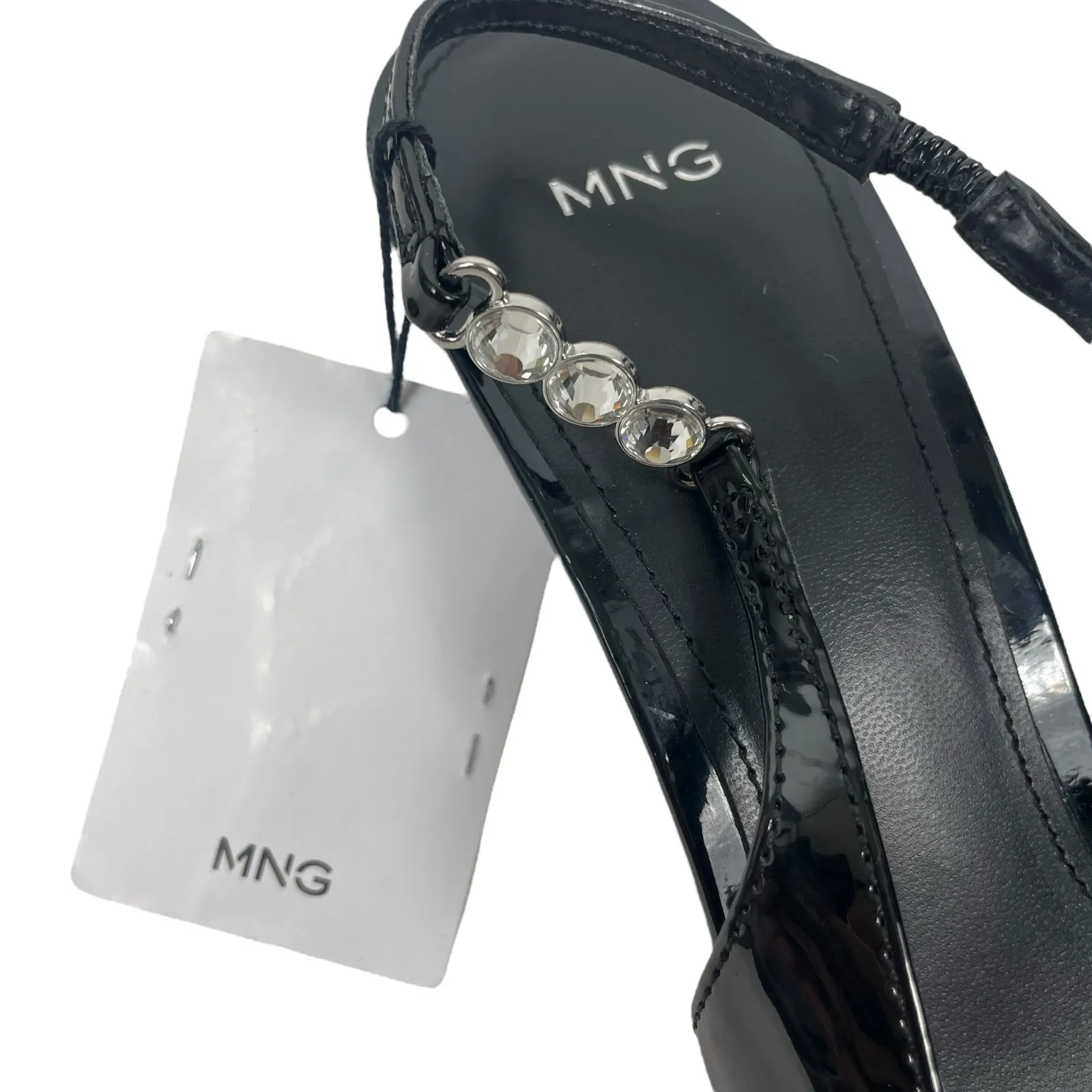 Mango MNG Rhinestone Slingback Kitten Heel Pump Black Size 40/ US 9 - Image 13
