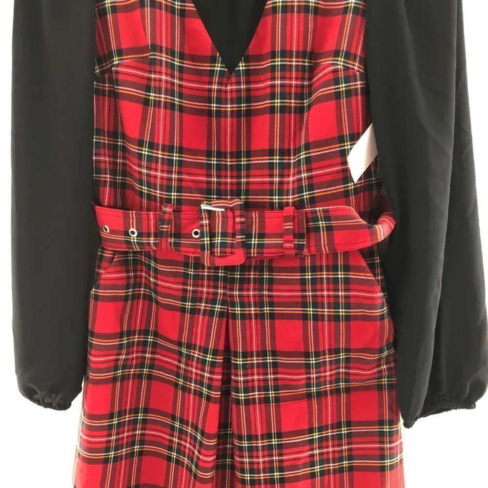 Riley & Rae Estelle‎ Plaid Dress Mini Size XXS Black - Image 4