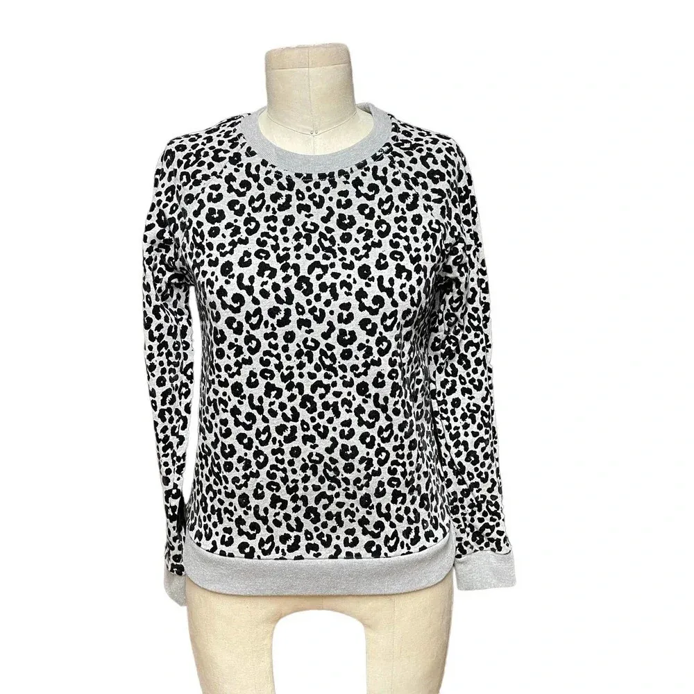 Whistles Cheetah Flocked Sweatshirt Grey Marl Size XS Gray - Image 3