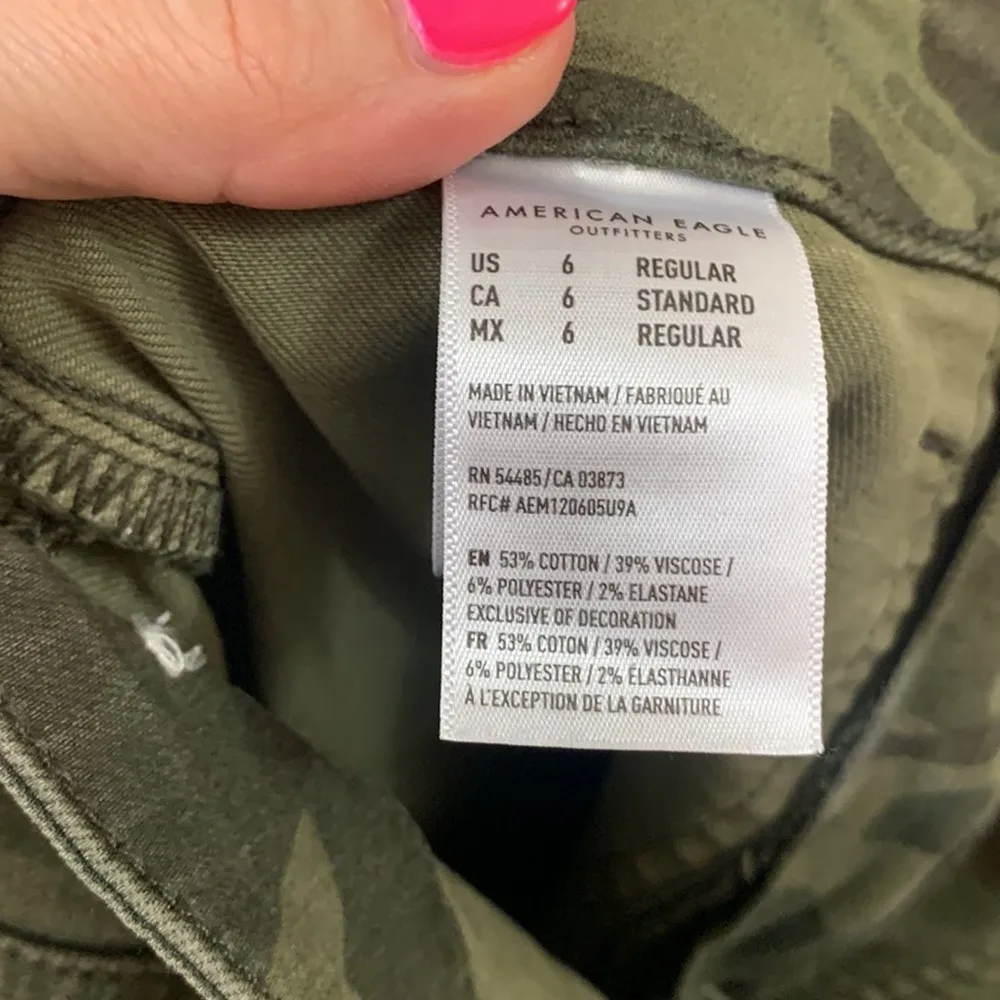 American Eagle Next Level Stretch Hi-Rise Jegging Crop Camo Green Jeans - Image 3