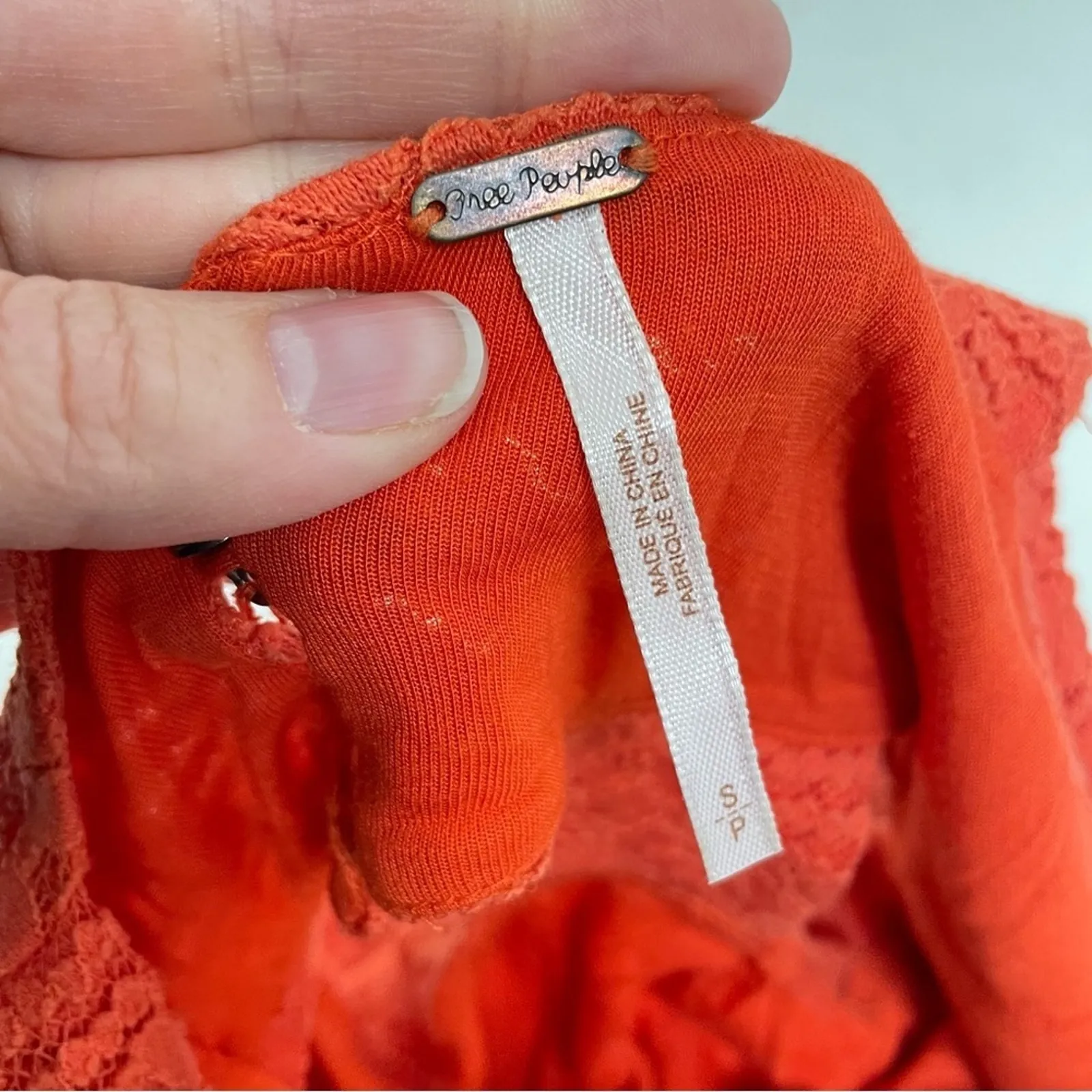 Free People Orange Sleeveless Textured Mini Dress Womens S Beachy Summer Casual - Image 9