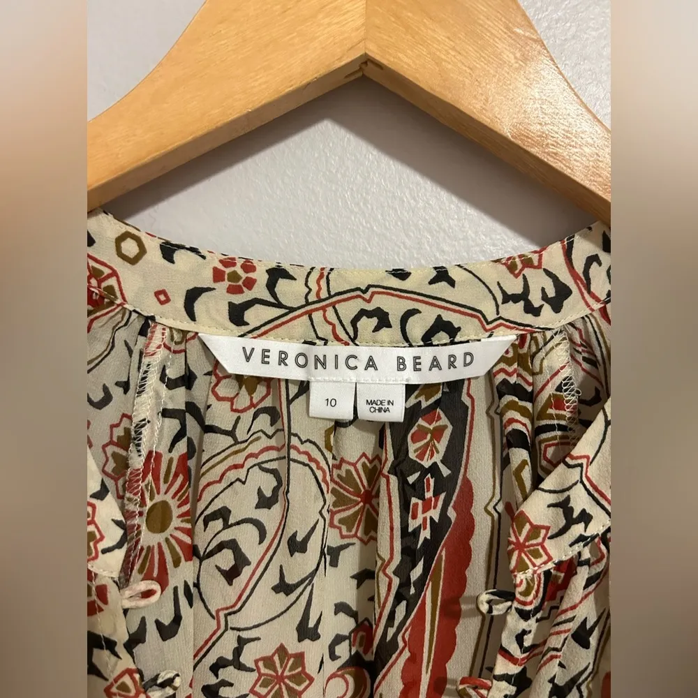 Veronica Beard Marion Top in Oat Multi size 10 - Image 3