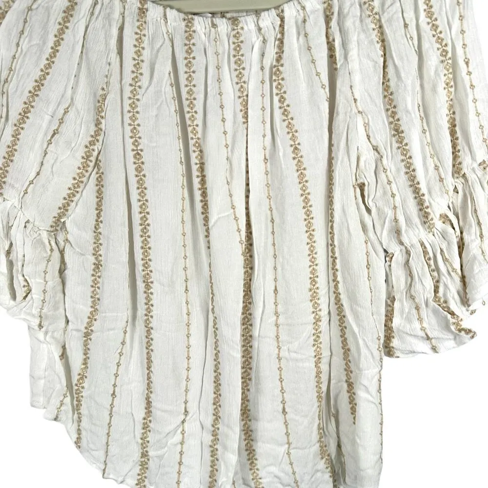 Olivaceous White With Gold Design Vintage Look Top Medium - Image 4