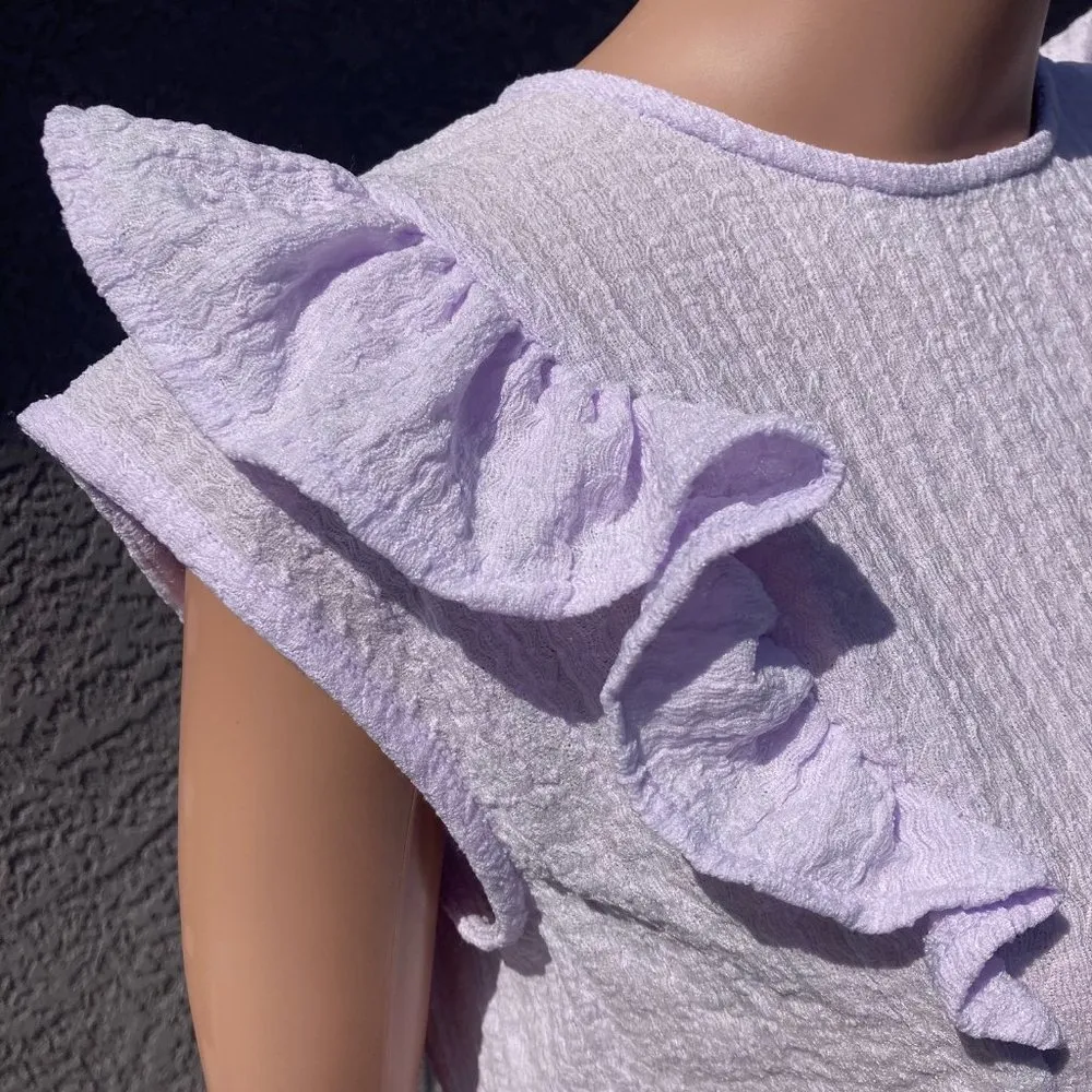 NWT Pull&Bear Ruffled Top With Elastic Hem in Lilac - Image 9
