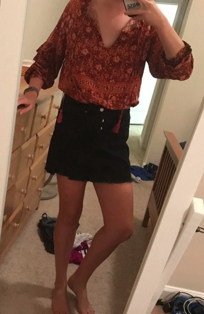 American Eagle Outfitters Floral Tassel Peasant Top - Image 2