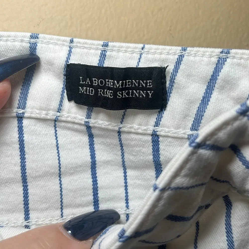 Scotch & Soda‎ Downtown Surf La Bohemienne Mid Rise Skinny White Blue Striped - Image 4