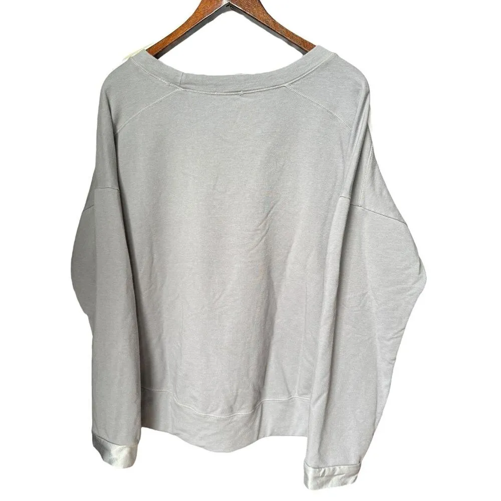 Pj harlow IZZY Sweatshirt silver gray color with satin cuffs size medium - Image 3