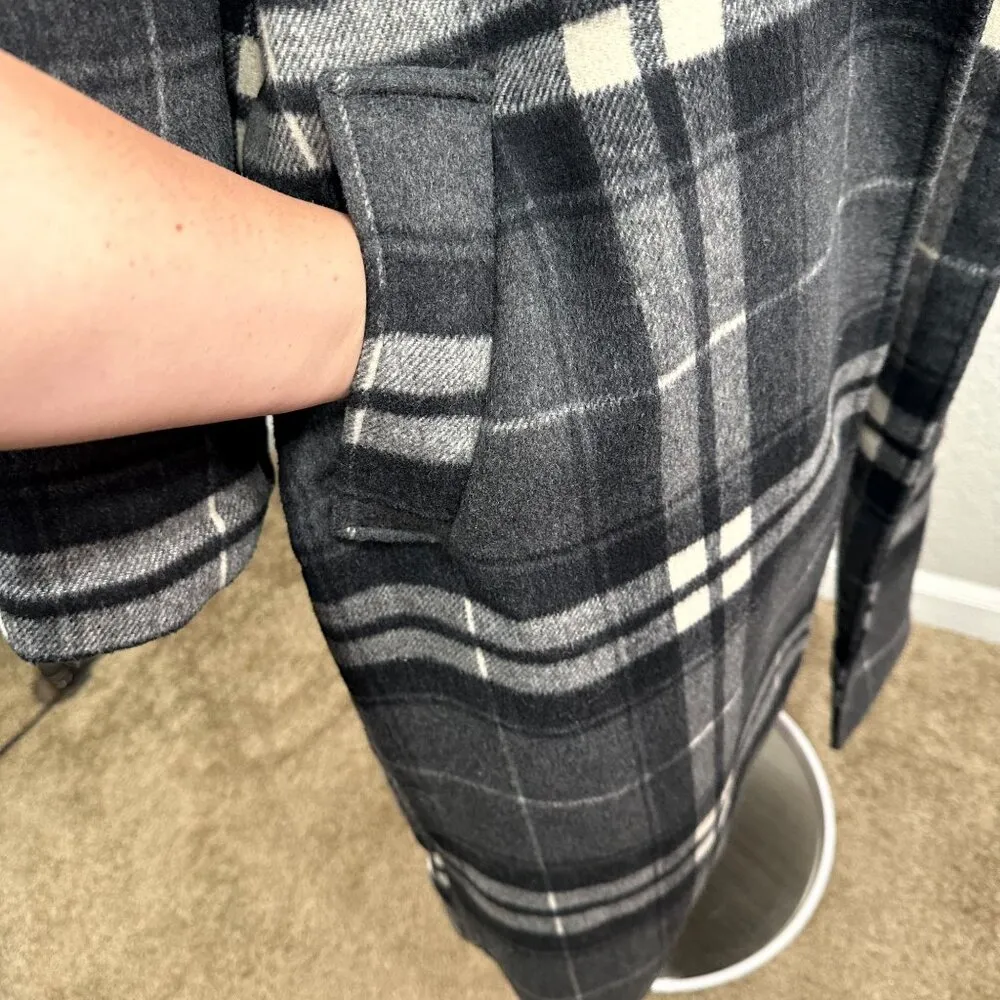 Plaid Wool Blend Belted Blanket Coat - Image 9