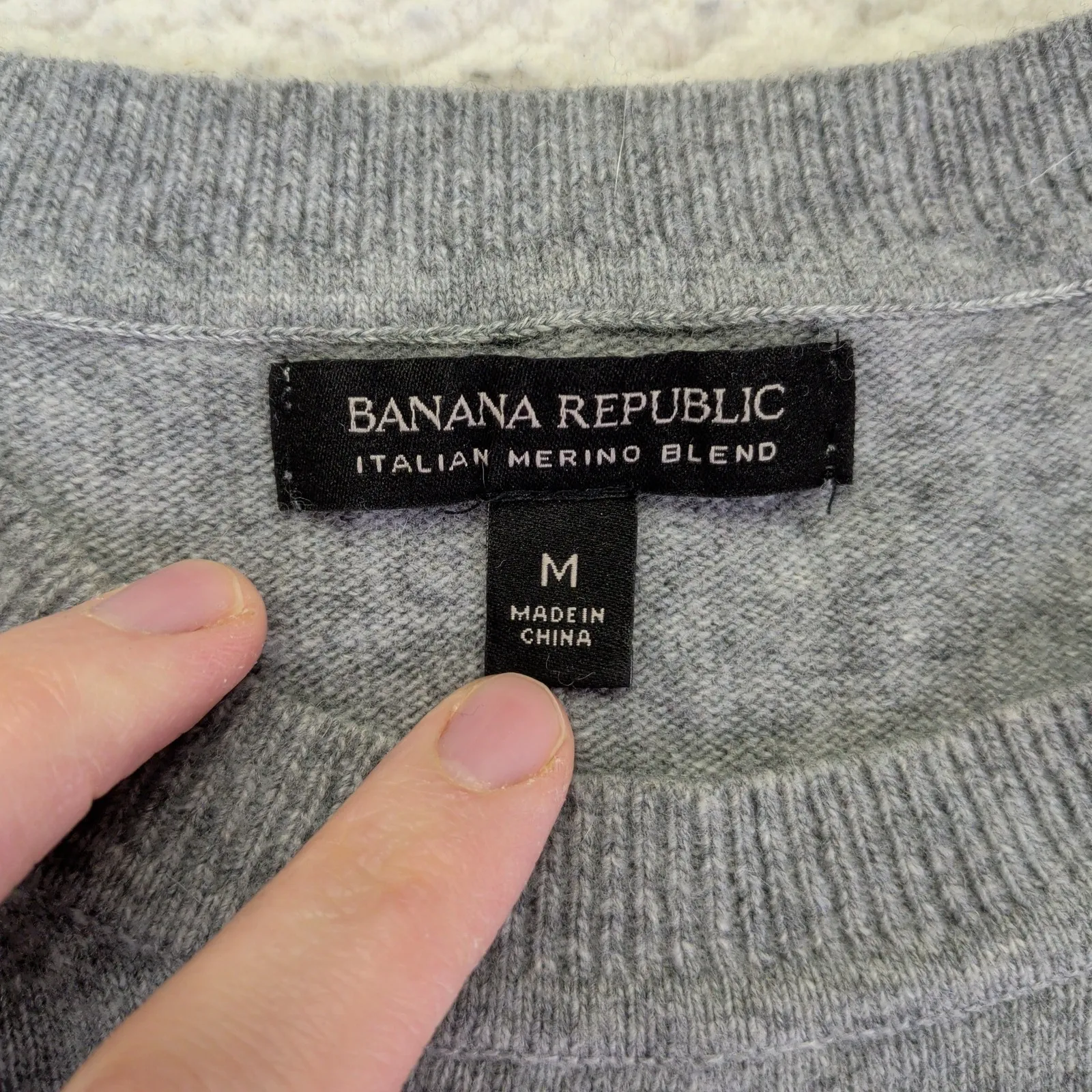 BANANA REPUBLIC Italian Merino Blend Crewneck Sweater Gray Size Medium Women's - Image 3
