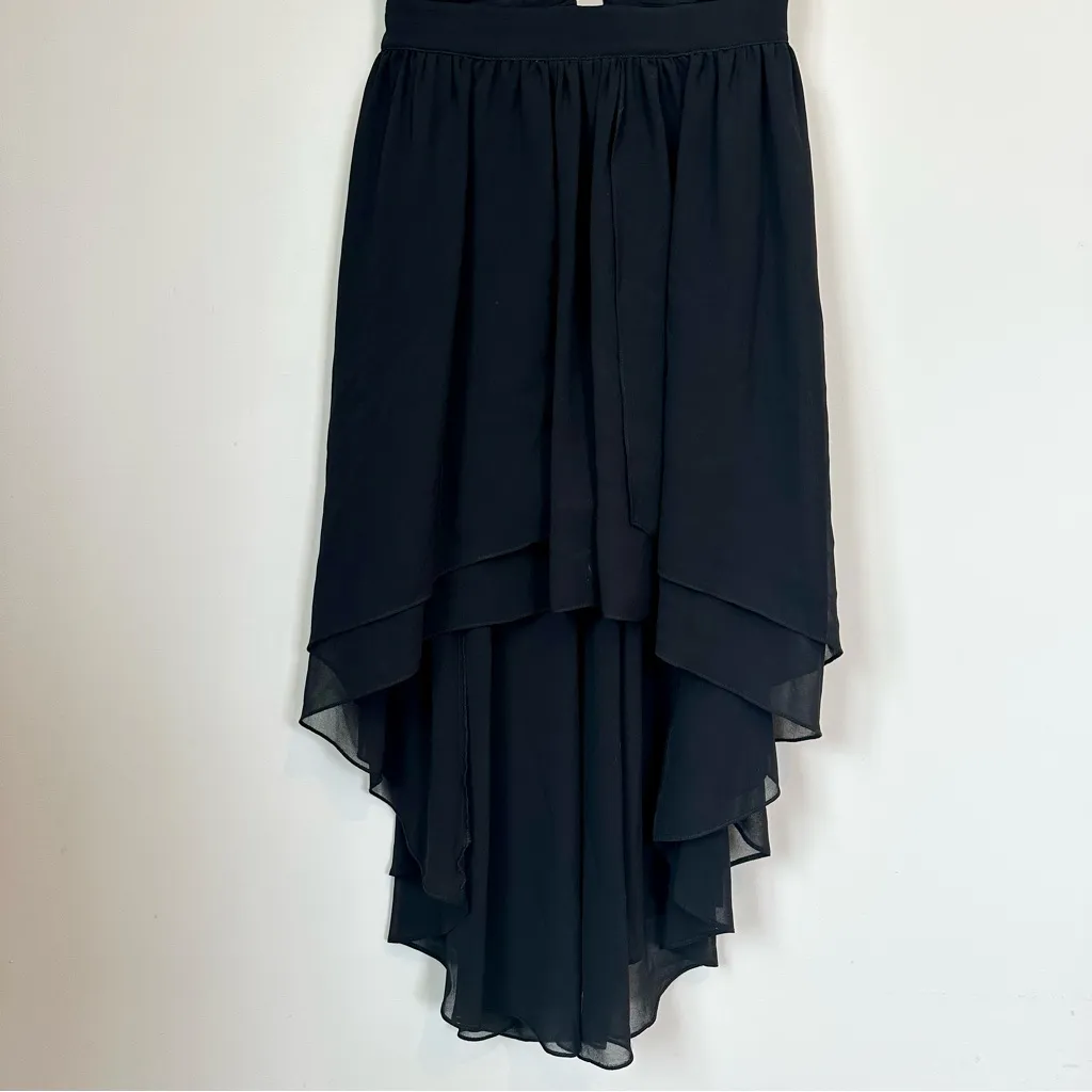 Ark & Co Black and Cream Sheer High Low Dress - Size: Large - Image 5