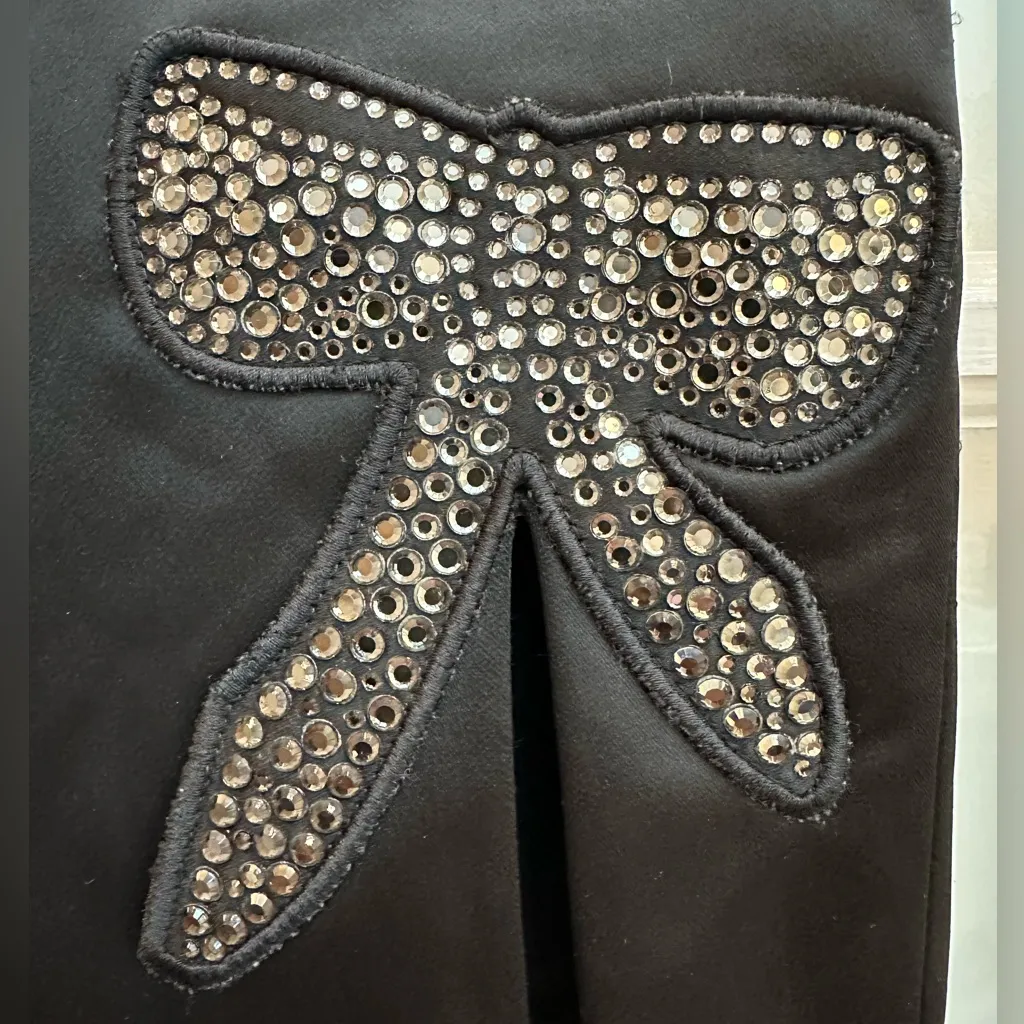 Tara Subkoff BeBe Y2K Black Satin Skirt Rhinestone Bow Size 2 XS Limited Edition - Image 3