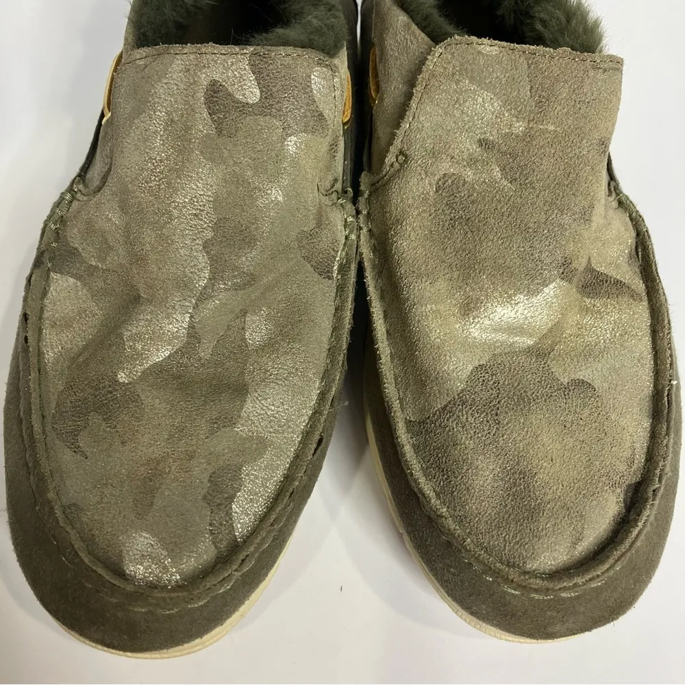 Sperry Moc-sider slip on shoes metallic camouflage women’s size 8.5 faux‎ fur - Image 4