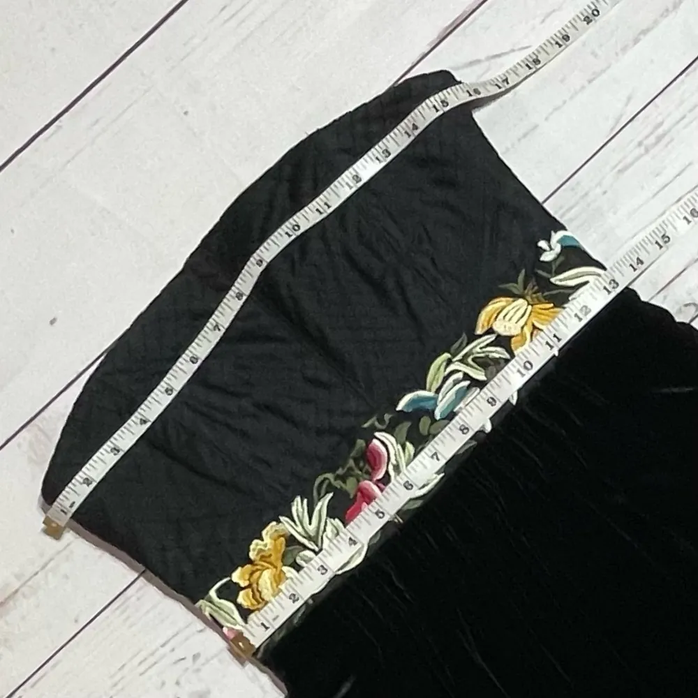 Anthropologie Floreat Floral Embroidered Black Velvet Strapless Dress Size 2 - Image 15