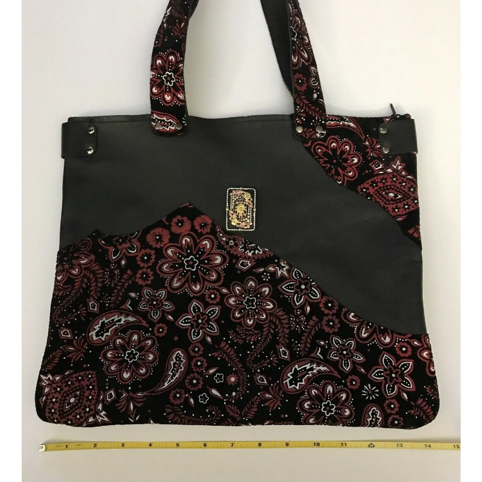Leather Tote Handbag‎ Purse Handmade Black - Image 3