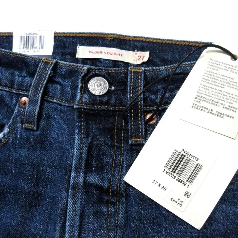 NWT  Wedgie Straight in Salsa Roll Stretch Denim Crop Fray Jeans 27 - Image 3