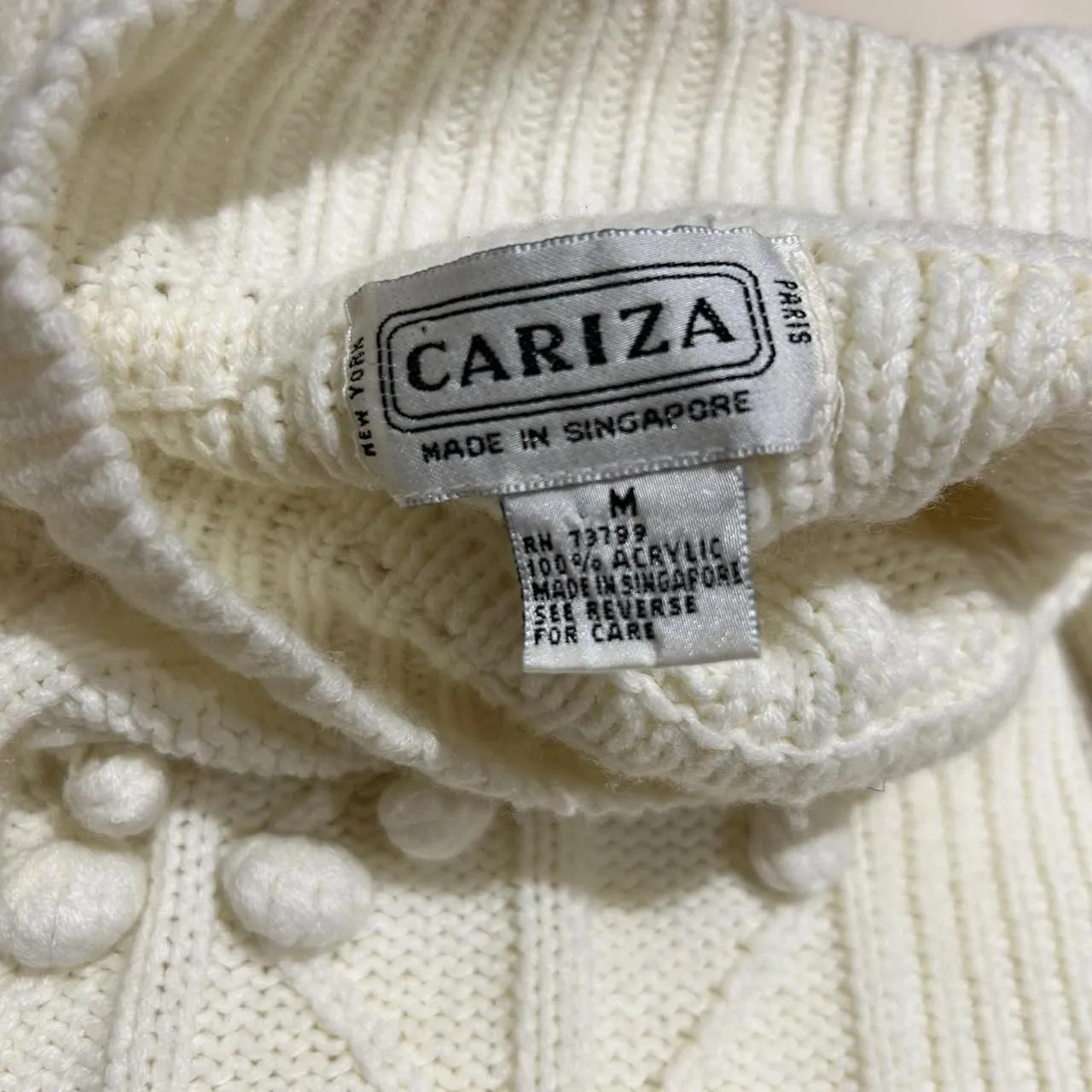 Vintage Women's Cream Sweater White Size M - Image 7