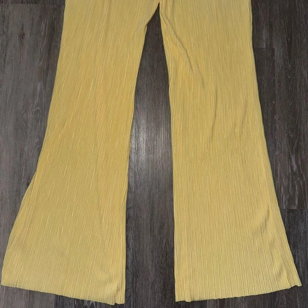 Zara Yellow Wide Leg Pants - Size Large - Image 3