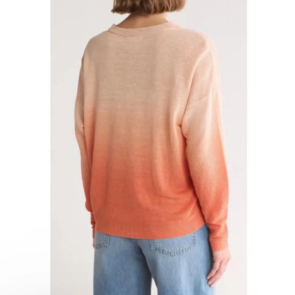 Madewell Large Morton Ombre Orange Pullover Sweater Relaxed Boxy 100% Hemp Fall - Image 4